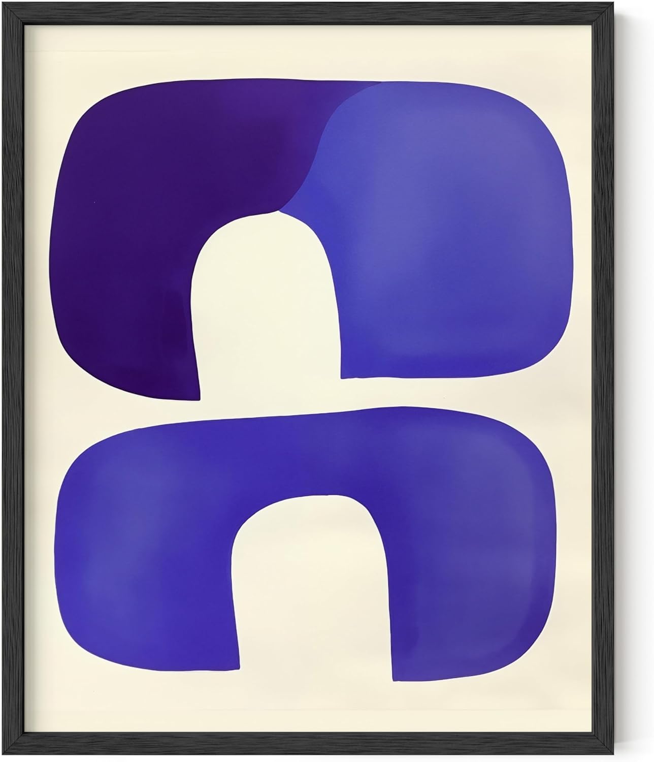 HAUS AND HUES Modern Abstract Wall Art - Blue and Green Living Room Art, Modern Artwork for Walls, Minimalist Picture for Living Room(Blue Tribal Shapes, Black Frame, 16x20)