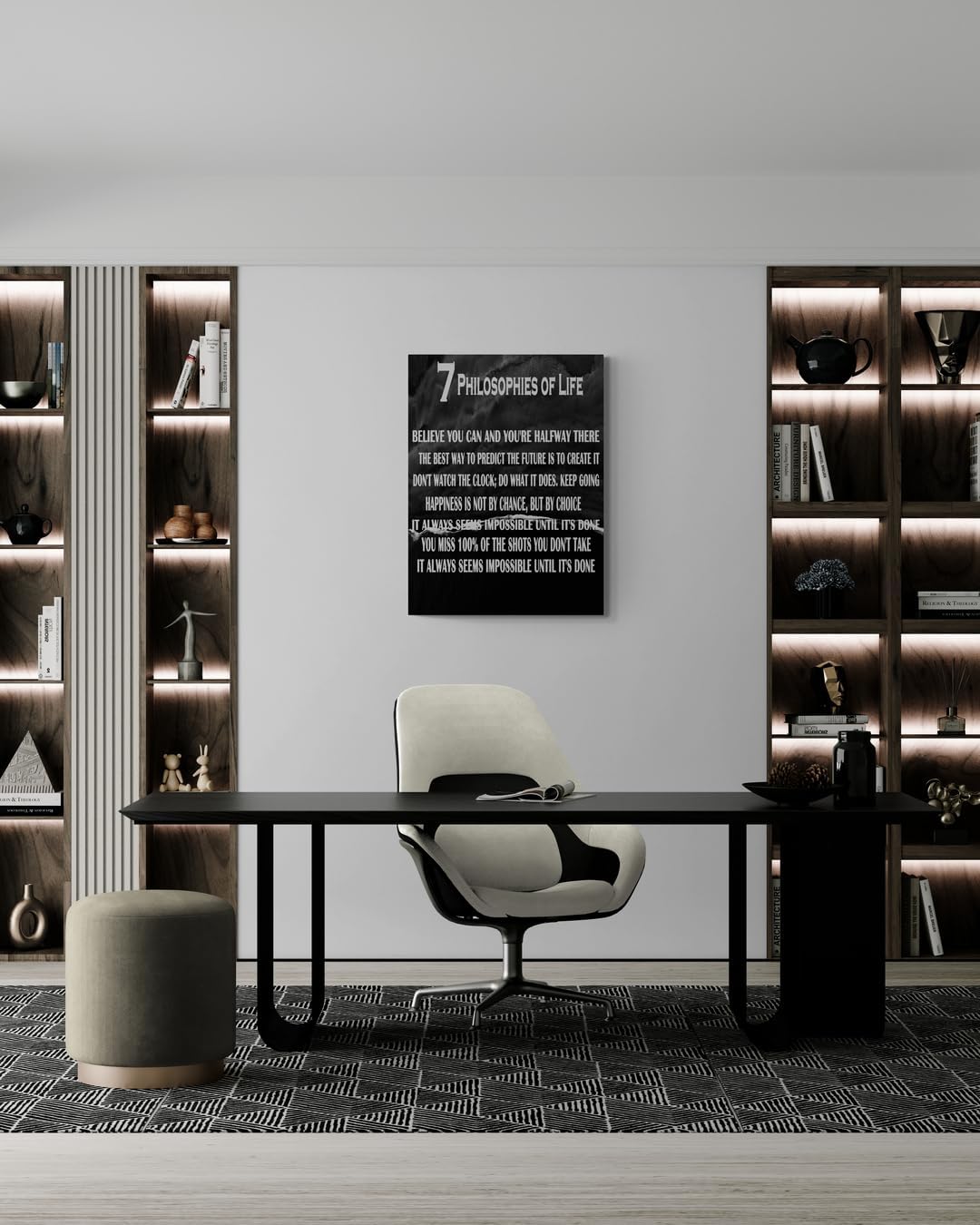 GoForArt Motivational Canvas Wall Art, Famous Quote Inspirational Prints Wall Decor, 7 Rules Of Life Art Print for Office Living Room, Black Positive Poster Bedroom Dining Room Artwork Home Decoration