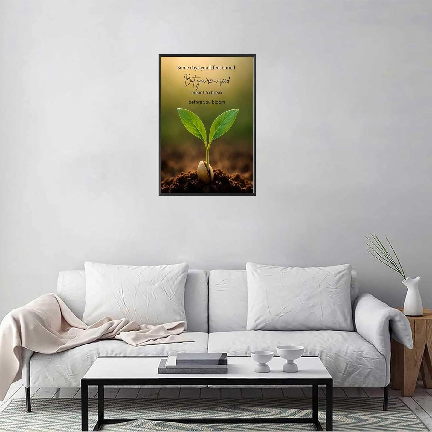 Inspirational Mental Health Poster Growth Mindset Wall Art Inspirational Text Seeds Prints Painting For School Office Wall Decor 24x36in Framed