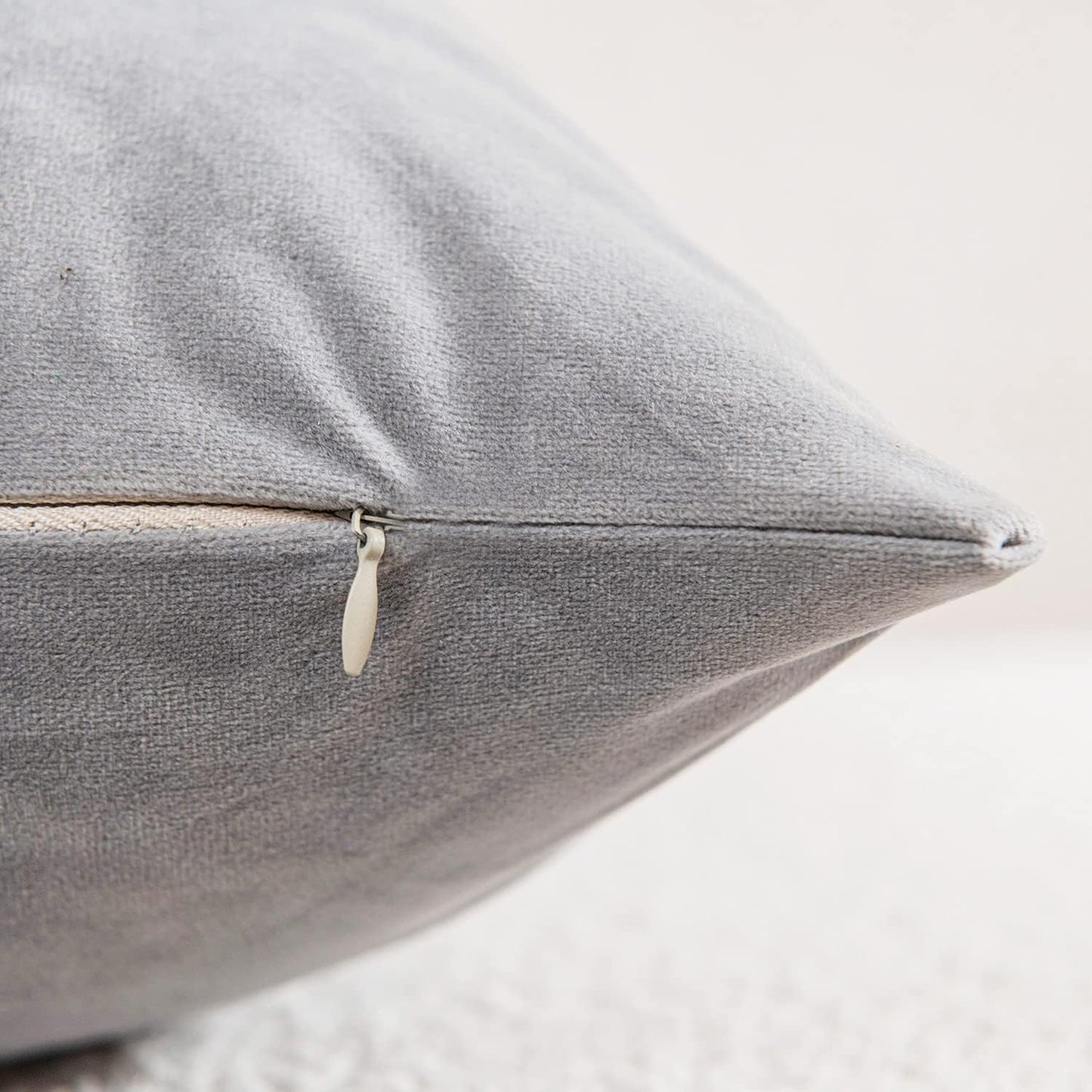 Decorative Pillow Cases 22x22 Light-Grey: 2 Pack Cozy Soft Velvet Square Throw Pillow Covers for Farmhouse Home Decor