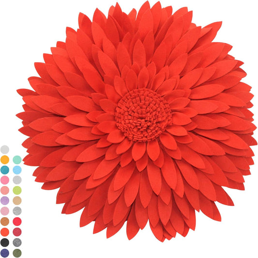 Contempo Lifestyles 3D Daisy Flower Decorative Pillow, Solid Coral, 14.5 x 13-inch, Polyester Filling, Throw Pillow