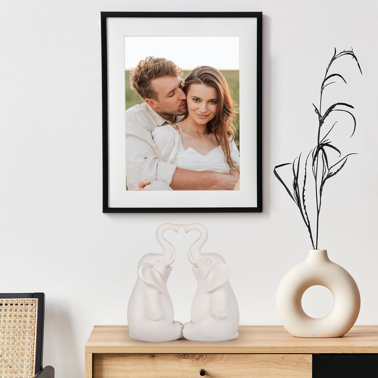 Loving Pair of Elephants - Handmade Elephant Statues - Symbolic Home Decor Figurines for Love, Luck, and Harmony, Ideal Gift for Wedding, Anniversary, Mother's Day