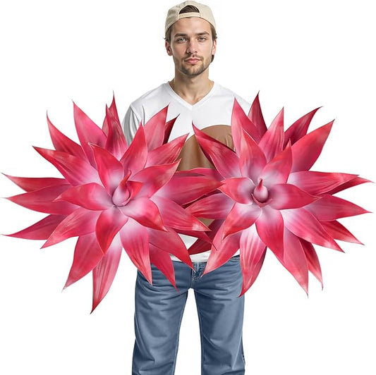 Velener Artificial Agave Plant Set, 28 Inch, Faux Aesthetic Plants for Home Decor, Realistic Fake Red and White Agave Plants Indoor Without Pot, Set of 2