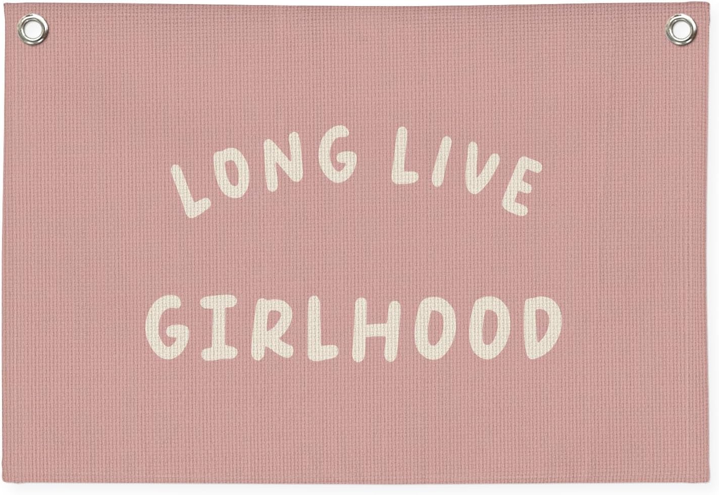 Girls Room Wall Art Decor,Long Live Girlhood Linen Canvas Banner–Pink Wall Hanging Flag Decor for Girls Room, Nursery Kids Bedroom Dorm Toddler Decorations - 20x30 Inch