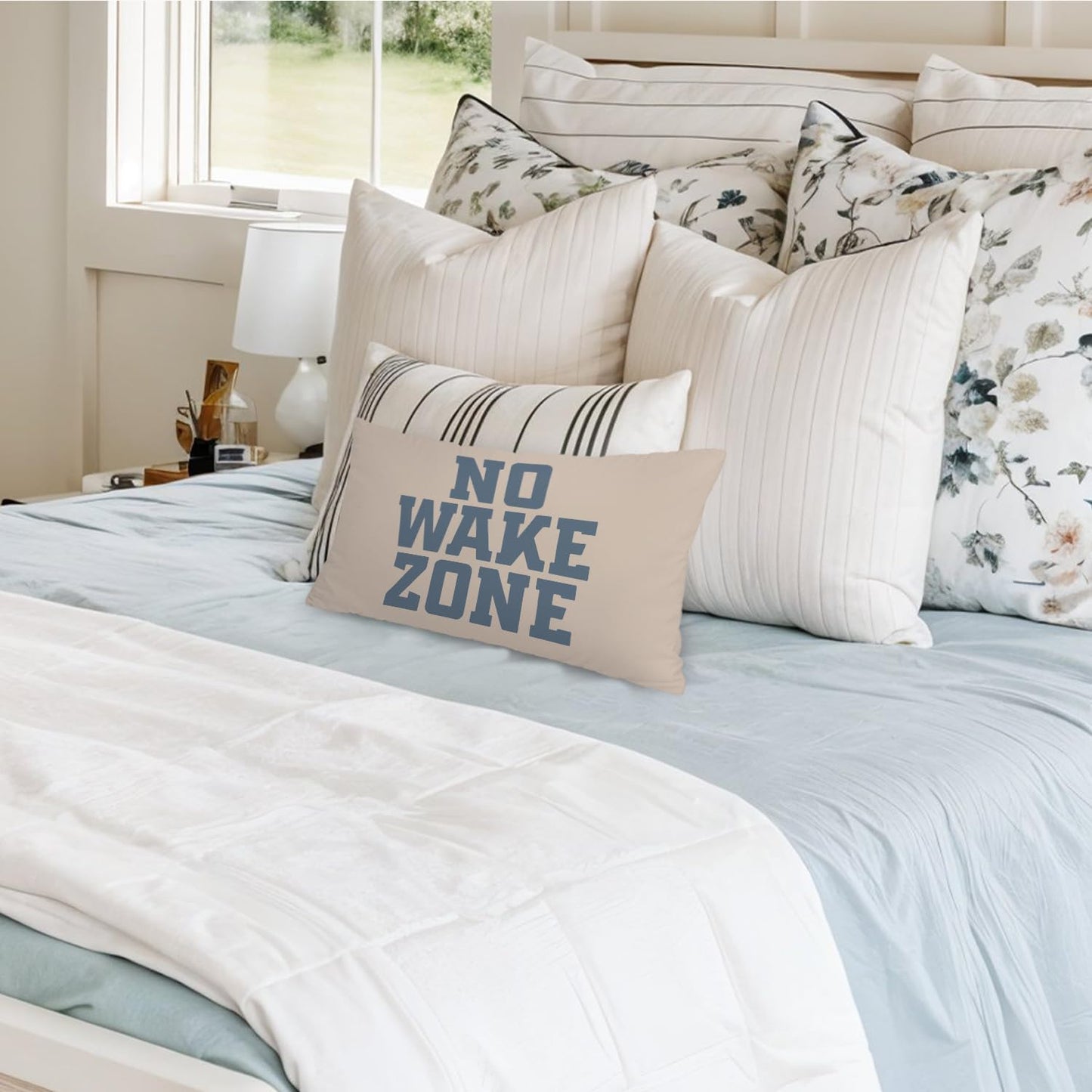 Coastal Beach Room Decor 12x20 Pillow Cover, Lake House Decor, No Wake Zone Nautical Coastal Decorative Lumbar Pillow Covers for Bedroom Living Room Home Sofa Couch