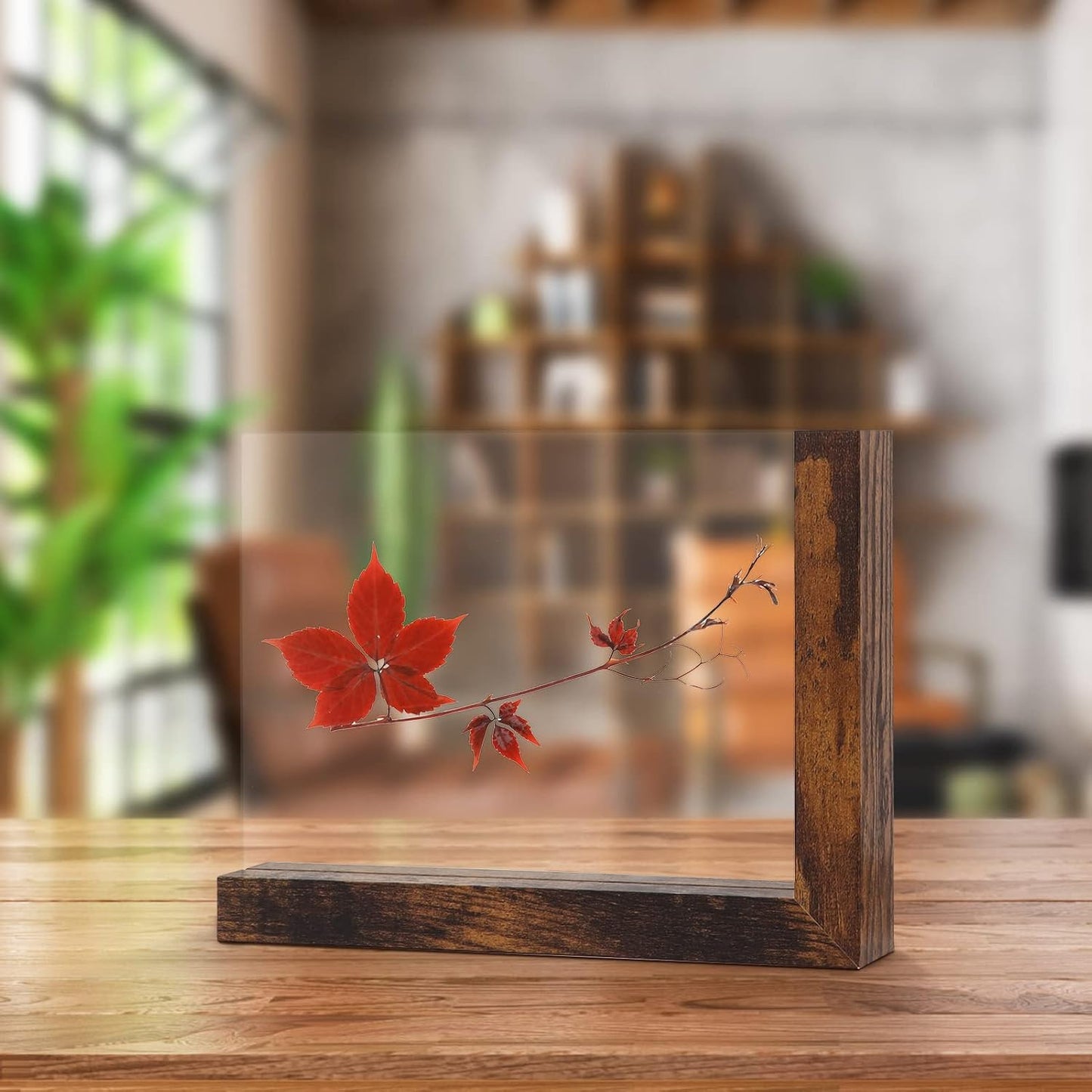 Lavezee 5x7 Picture Frames Set of 2, Double Sided Frame Display Holder with Rustic L Shaped Horizontal Vertical Stand for 5 by 7 Photo, Desktop or Tabletop Decor