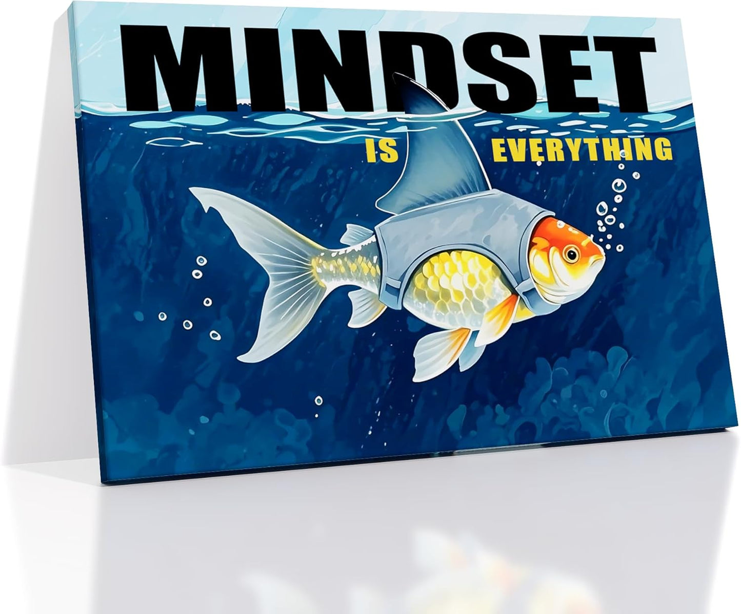 Inspirational Canvas Wall Art Home Decor Motivational Mindset is Everything Quotes Poster Print Modern Positive Theme Picture Painting Artwork for Bedroom Bathroom Stretched and Framed [18''Wx12''H]