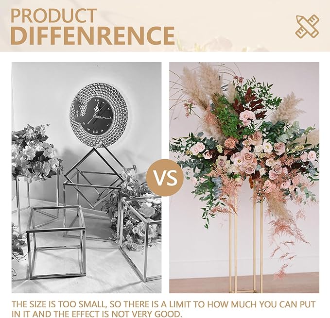 2 Pcs Gold Flower Stand ,Metal Flower Floor Vase Column Geometric Centerpieces Flower Stand for Tables 80cm/31.5in - Wedding & Event Decoration, Home, Party