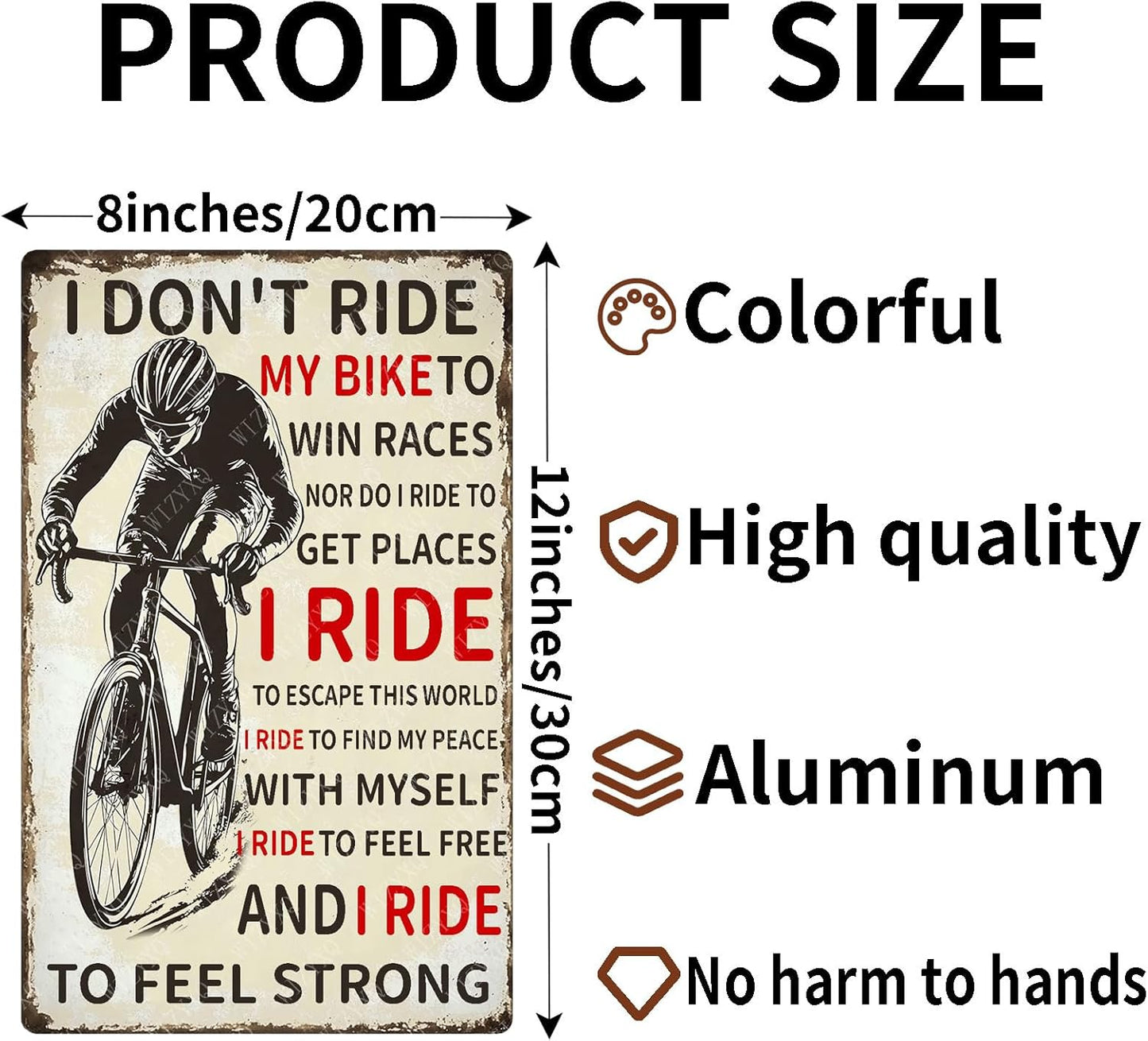 Bicycle I Don't Ride My Bike To Win Races Vintage Metal Sign Mountain Bikers Tin Sign for Home Garage Men Cave Outdoor Yard 12×8 Inch