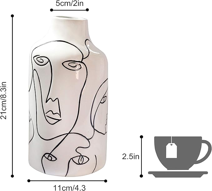 Kimdio Ceramic Vase Set, 2pcs White Abstract Irregular Design Flower Vases, Modern Home Decor Living Room Decor Minimalist Decorative Vase for Pampas Grass