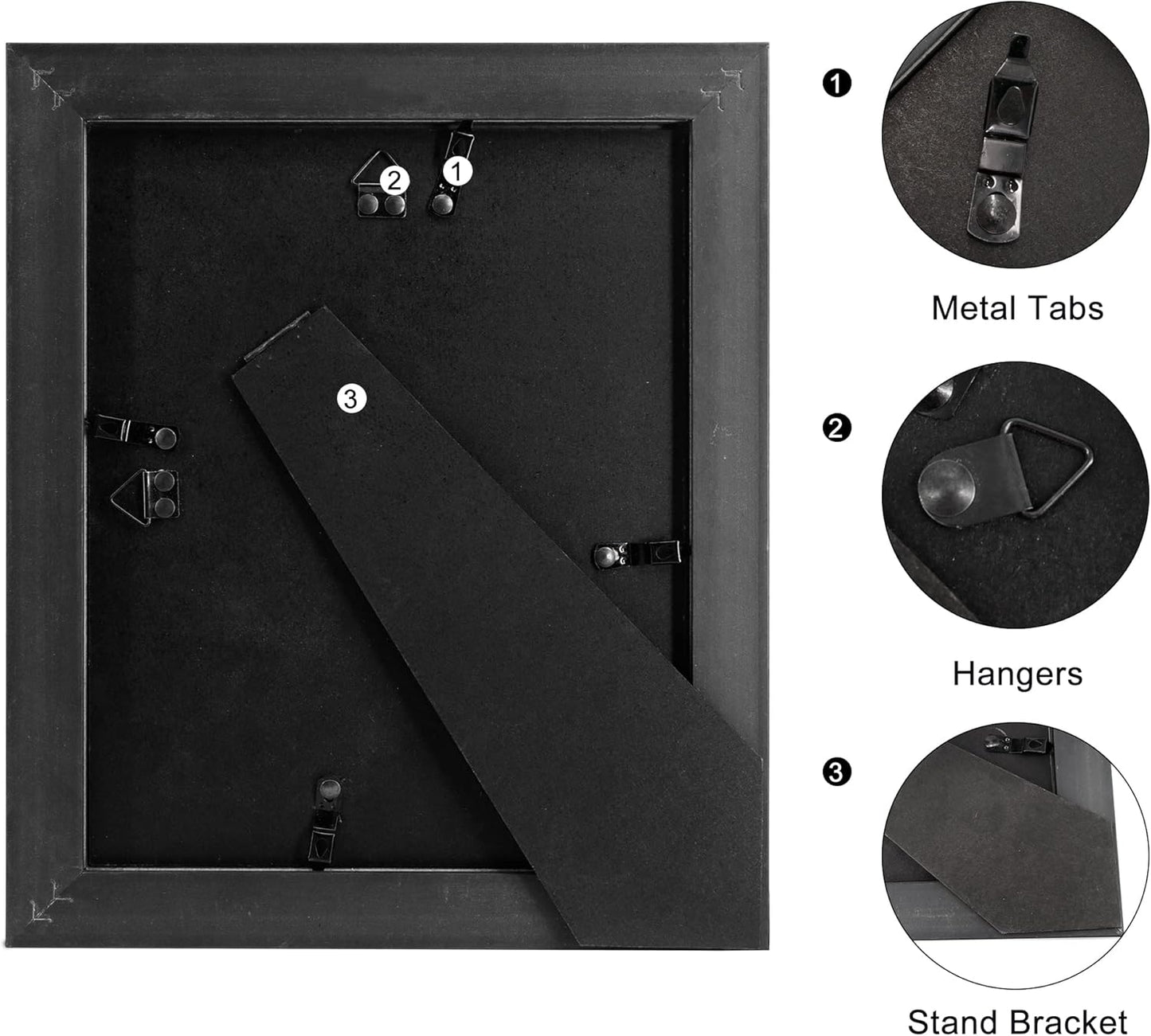 GraduationMall 8x10 Picture Frames, Real Glass, Display Photos for Wall or Tabletop, Black with Silver Beads, 2-Pack