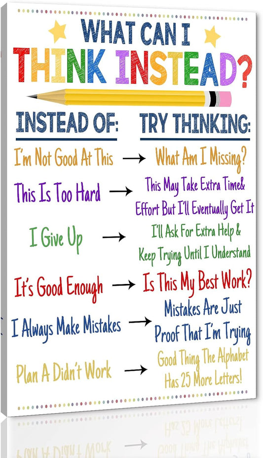 Extra Large Inspirational Classroom Wall Decor What Can I Think Instead Artwork Office Counselor Poster Social Work Office Art Educational Motivational Wall Art Framed Ready to Hang-28 inch x 44 inch