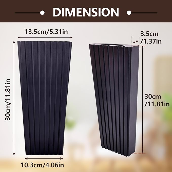 2PCS Wood Wall Planter for Indoor Plants, Wooden Hanging Planter for Dried Flowers and Artificial Greenery Plants,Wooden Pocket Vases,Modern Farmhouse Wood Wall Decor(Black)