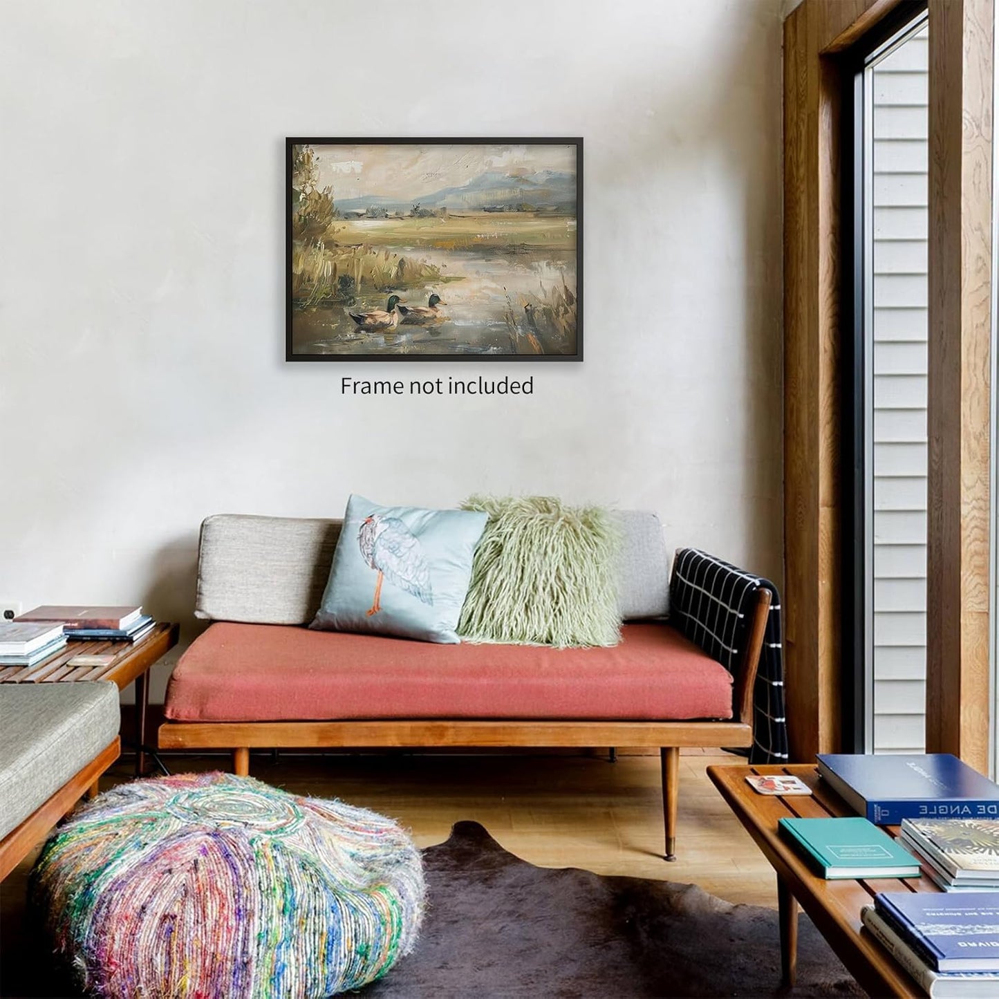 Mallard Duck Pond Poster Animal Farmhouse Canvas Wall Art Vintage Duck Painting Oil Painting Bird Hunter Gift for Rustic Cabin Nursery Wall Decor 12x16 inch Unframed