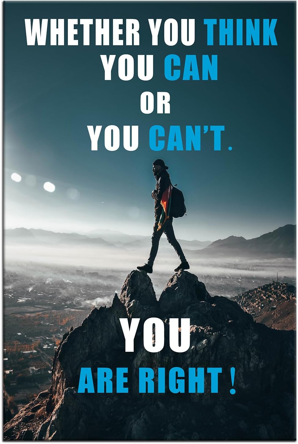 GoForArt Dream Big Motivational Canvas Wall Art, Inspirational Famous Quote Bedroom Living Room Decor, Positive Modern Landscape Mountain Office Dorm Room Poster Print (Inspirational-10, 12.00" x 18.00")