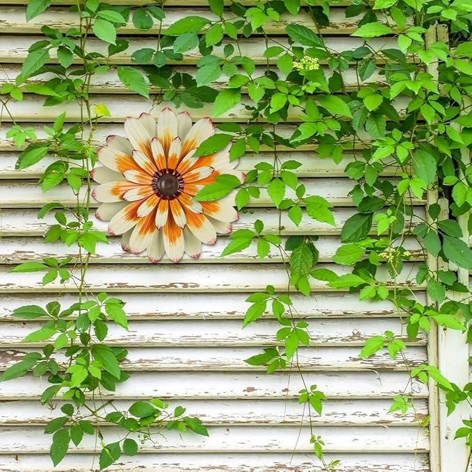 YEAHOME Metal Flower Wall Decor, 16" Wall Art Hanging Decorations for Home Bathroom, Bedroom, Living Room, Office, Boho Art, Indoor Outdoor Decorations Patio Garden Decor