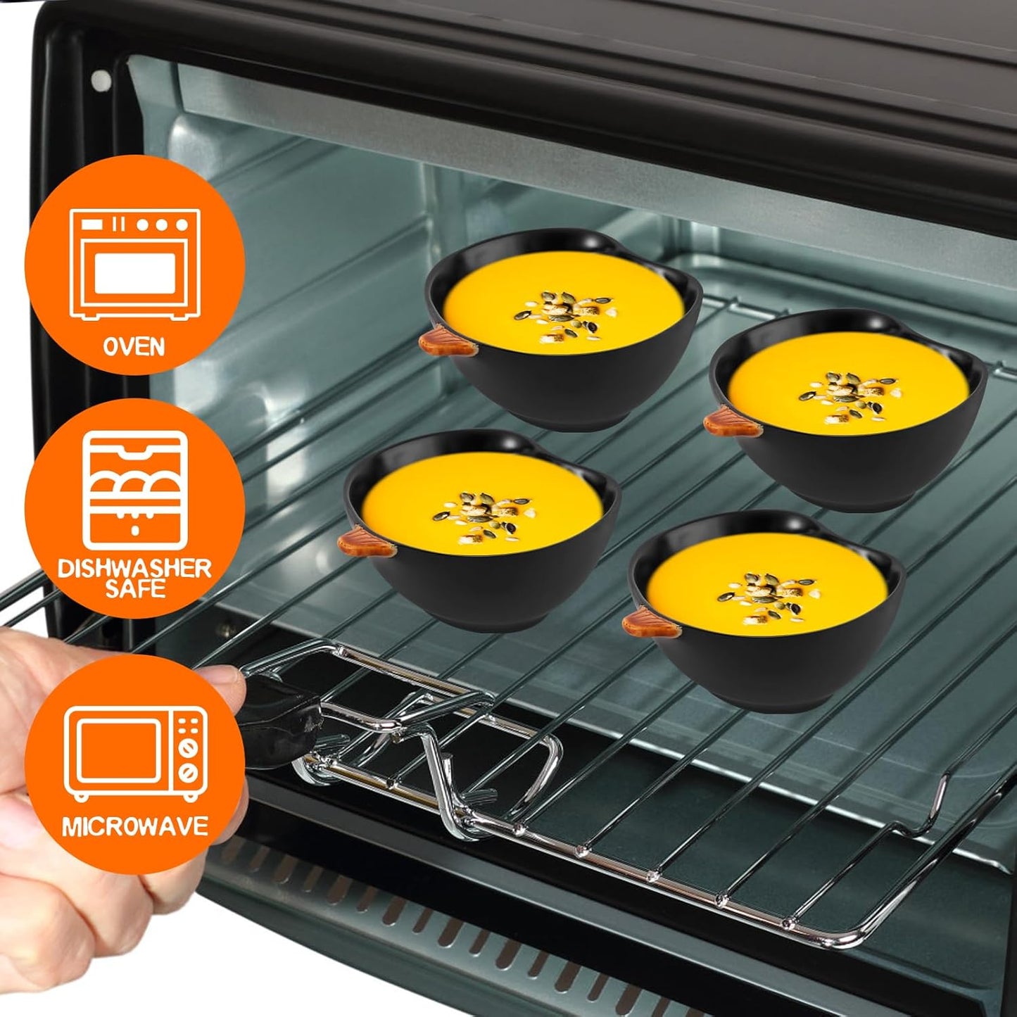 Kolewo4ever 12 Pieces Thanksgiving Bowls Pumpkin Bowl 6 Ounces Ramekins Small Pumpkin Shaped Bowls Dinnerware Decoration for Fall Thanksgiving Serving Dip, Sauce, Condiments,Snack (Black)