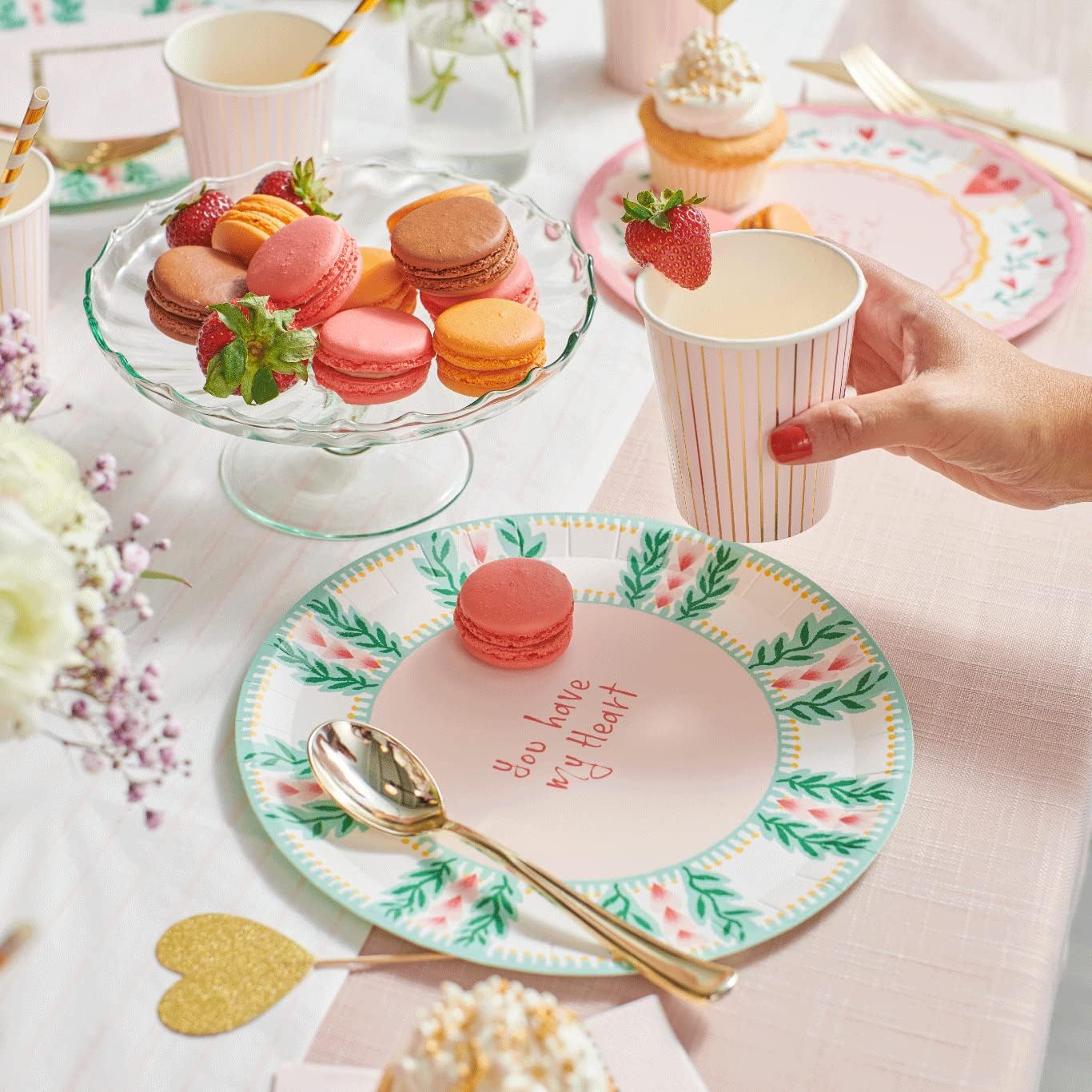 Coterie All You Need Is Love Paper Plates - Heart/Floral Designs for Valentine's Decorations | 9.25' Fancy Plates | 2 Designs per Pack