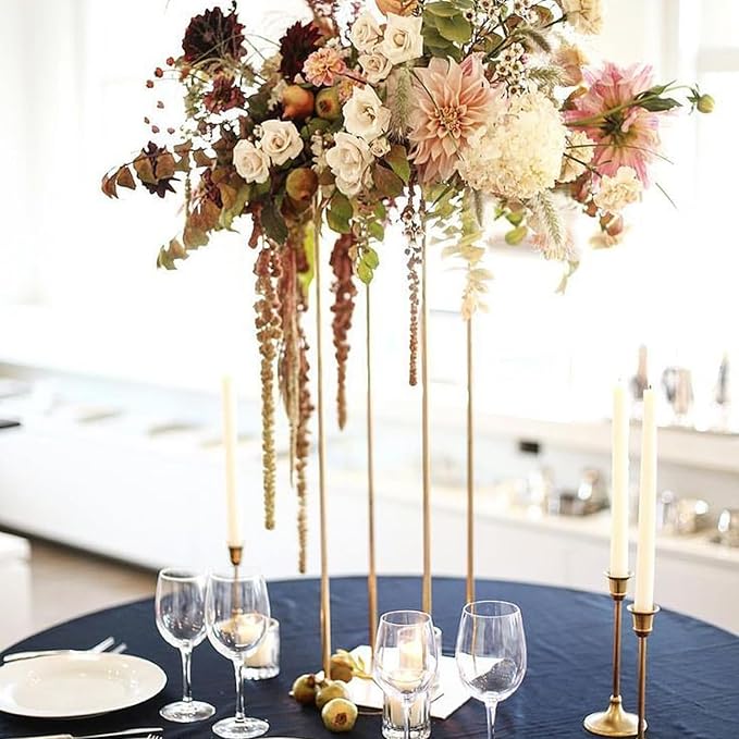 2 Pcs Gold Flower Stand ,Metal Flower Floor Vase Column Geometric Centerpieces Flower Stand for Tables 80cm/31.5in - Wedding & Event Decoration, Home, Party