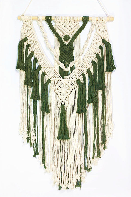 BMIDRUT Macrame Woven Wall Hanging Tapestry Boho Wall Art Handmade Macrame Tapestry for Wedding Bedroom Living Room Background Wall 17x30 Inch