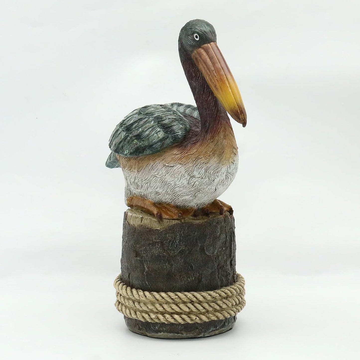 Lukitas Perching Pelican Statue and Sculpture Decor, Coastal Ocean Bird Figurine, Creative Decorative Ornament for Home Garden Yard Lawn Outdoor, Resin 12''