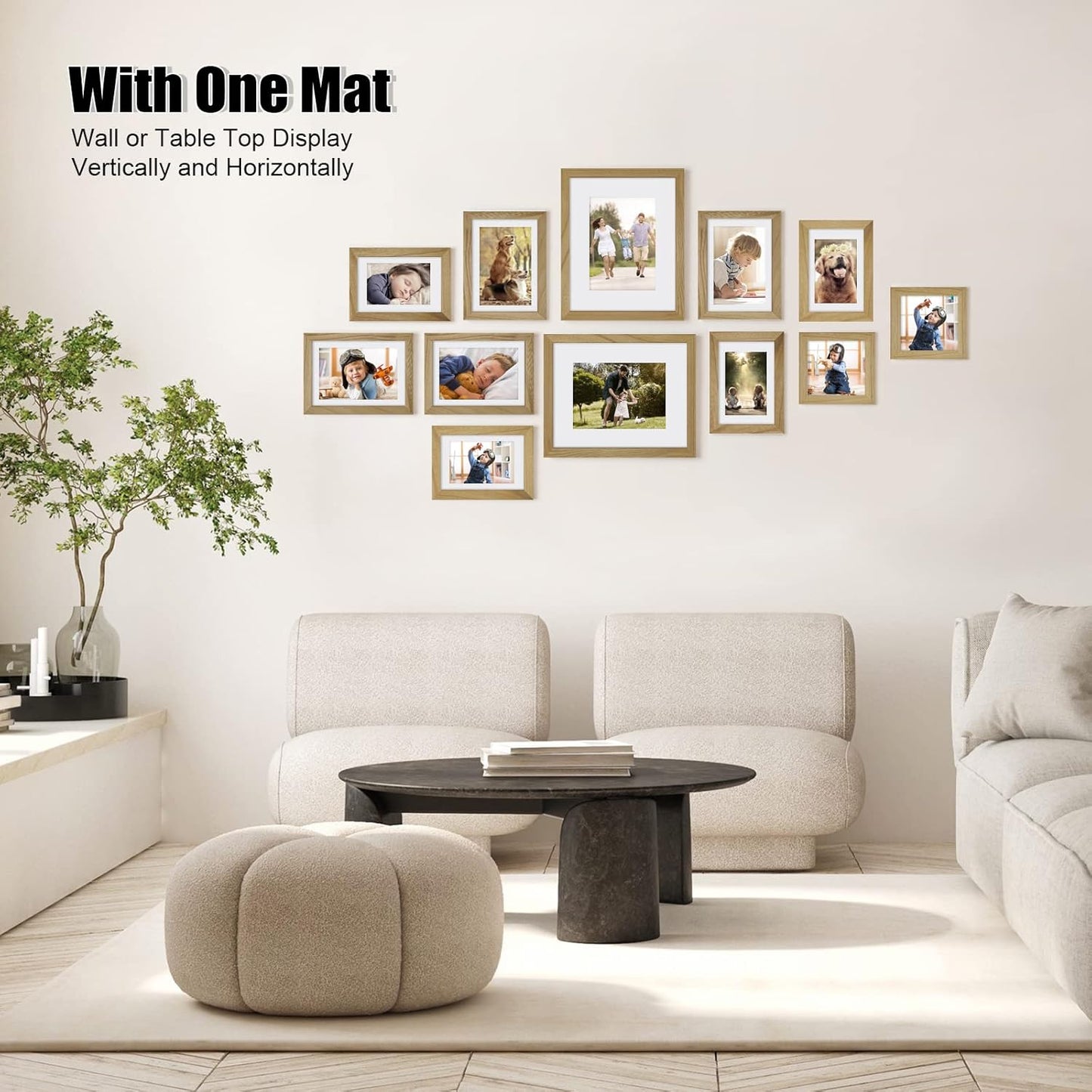 Egofine Picture Frame Set 12 Pack, Gallery Wall Frame Collage with Two 8x10, Four 5x7, Four 4x6, Two 4x4 for Wall and Tabletop, Made of Solid Wood, Covered by Plexiglass, Carbonized Brown