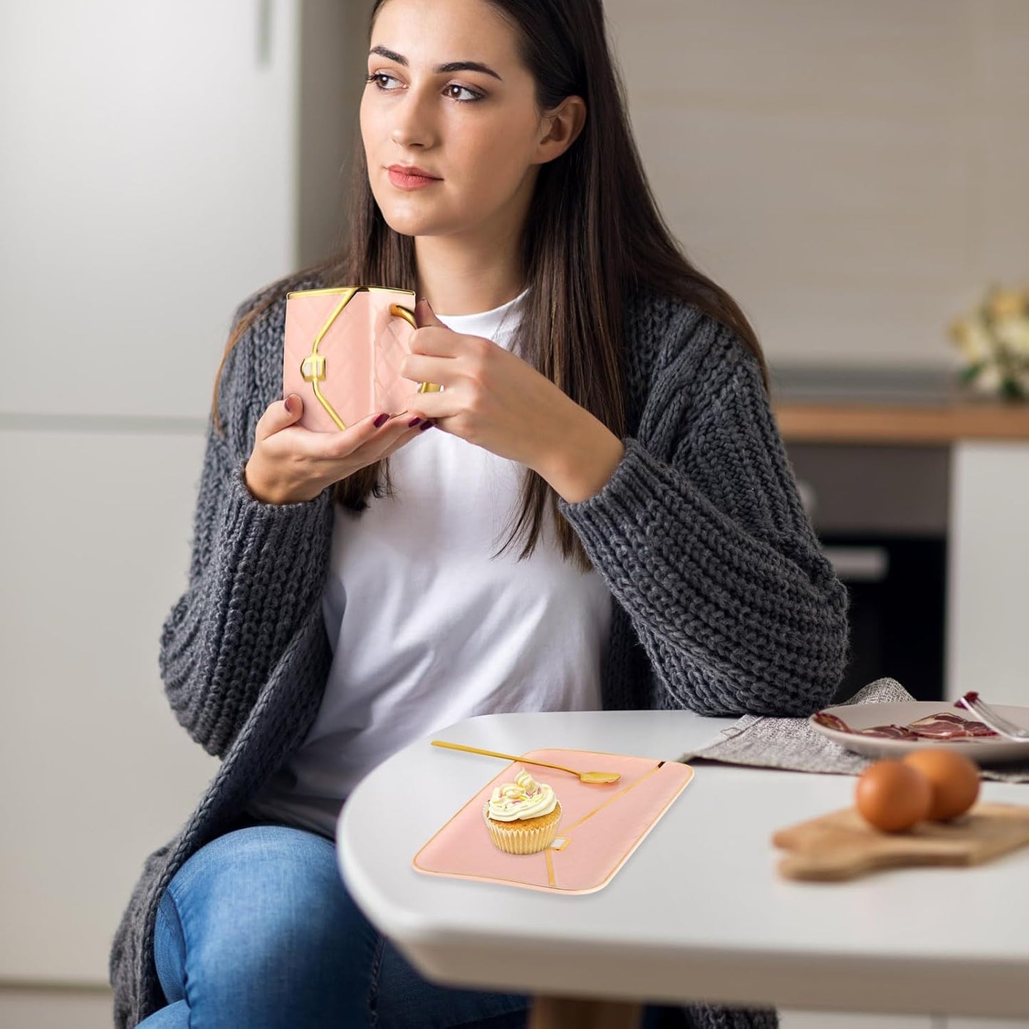 Handbag Shaped Mug, Handbag Coffee Mug And Saucer, Purse Coffee Ceramic Mug Set 10 Oz/ 310 ml Cute Creative Design Travel Tea Cup for Women Thanksgiving Christmas Gifts