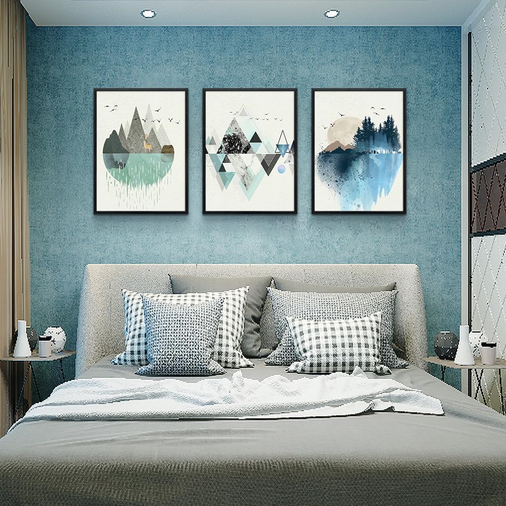 Black Framed Abstract Wall Art - Set of 3 Piece Framed Art Prints - 20"X28" - Modern Home Decor for Living Room, Bedroom, Office