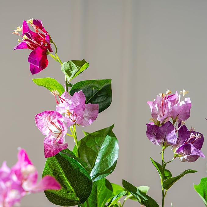 4FT Artificial Bougainvillea Tree Artificial Tree Tall Potted Fake Bougainvillea Trees for Outdoor Indoor Lifelike Potted Faux Plants with Wood Trunk and Flowers Office Wedding Home Decor