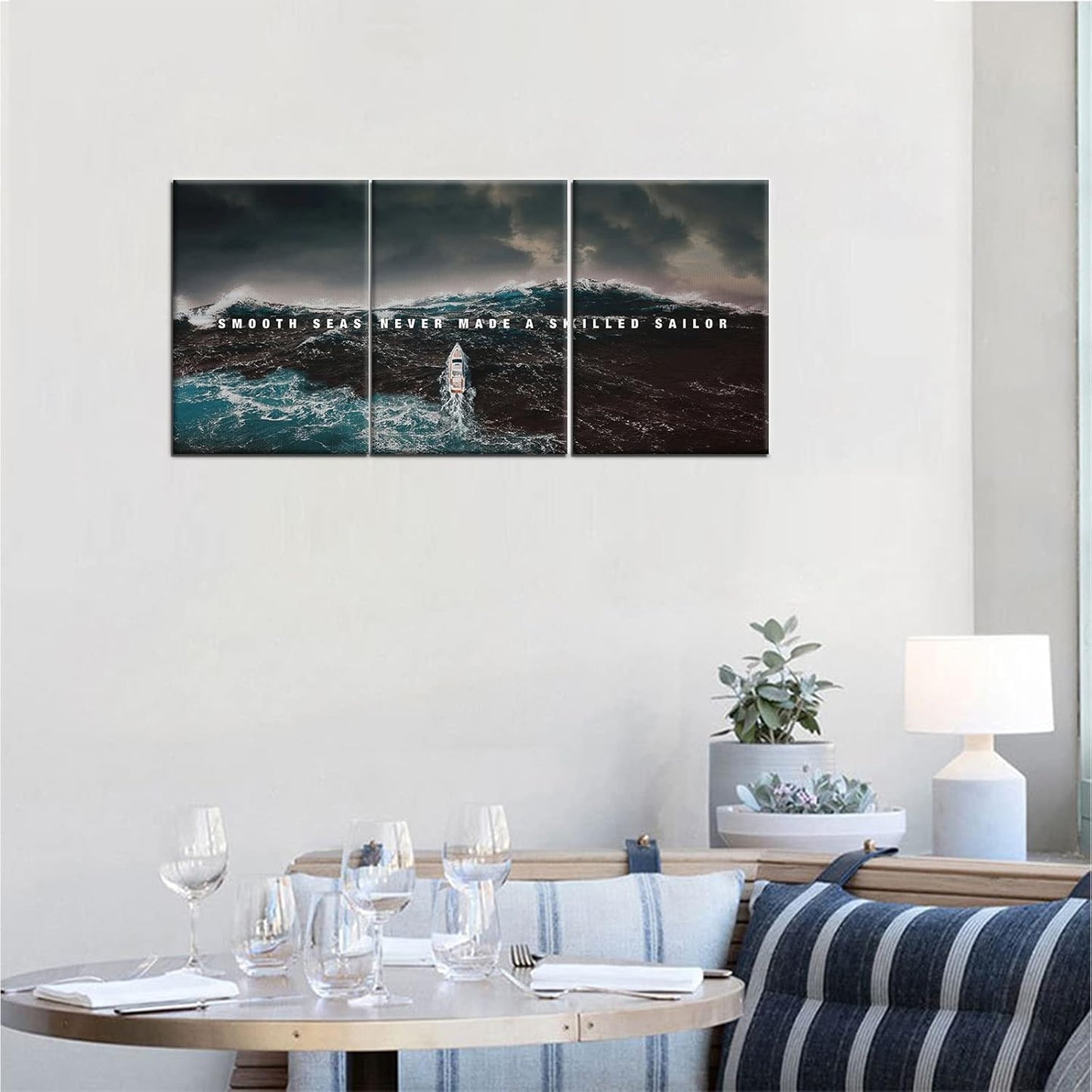 GoForArt Inspirational Canvas Wall Art, Famous Quote Prints Motivational Wall Decor, Boat Sea Poster for Office Living Room, Ocean Bedroom Dining Room Artwork Home Decoration 36x16in