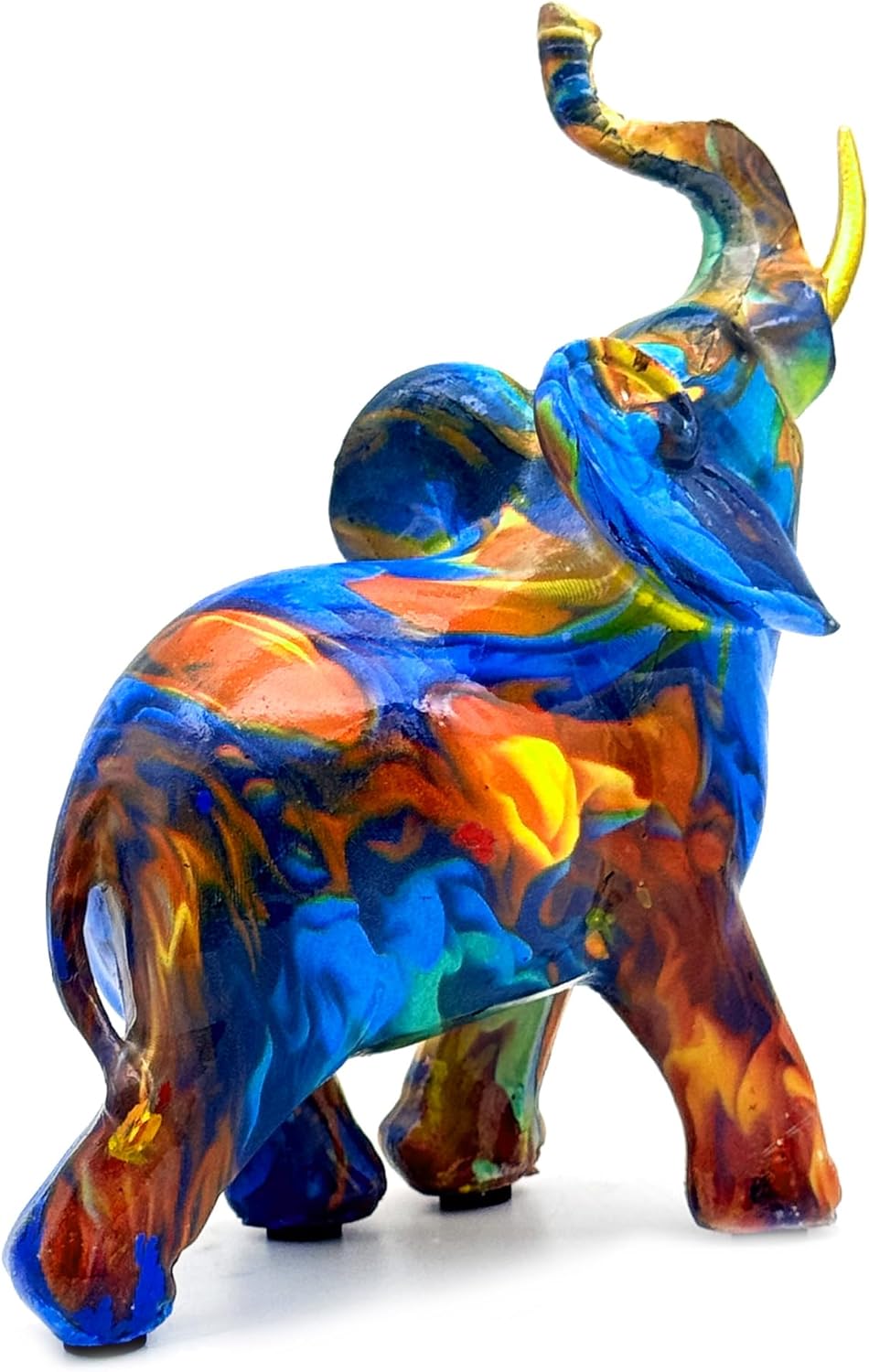 Colorful Elephant Statue Sculpture Figurine for Home, Office, Living Room, Desktop Decoration, Garden Outdoor Decor (Small)