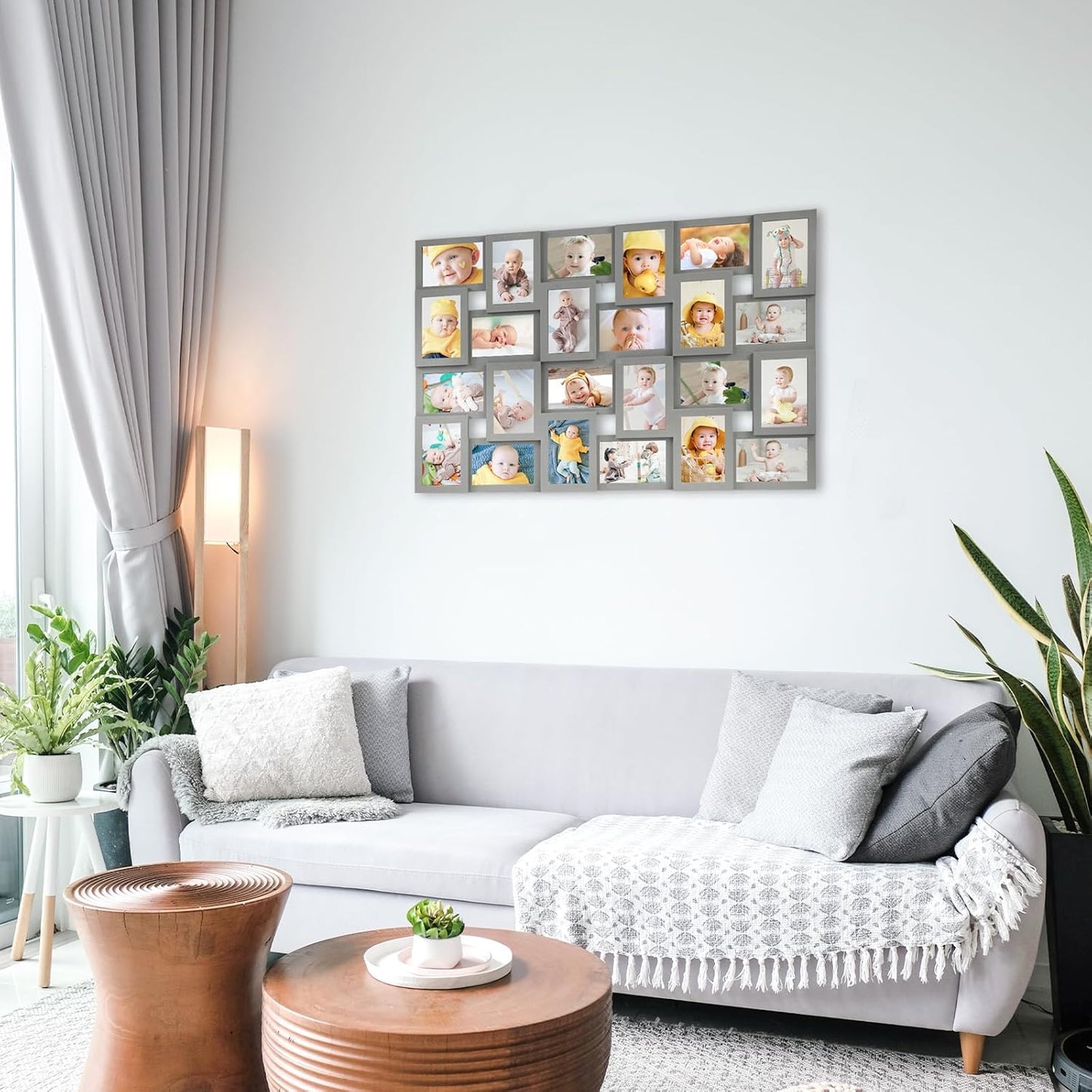 HELLO LAURA 4×6 Collage Picture Frames,24 Opening Photo Collage Frame for Wall Decor,Multi Family Photo for Gallery Decor, Hanging Display - Grey