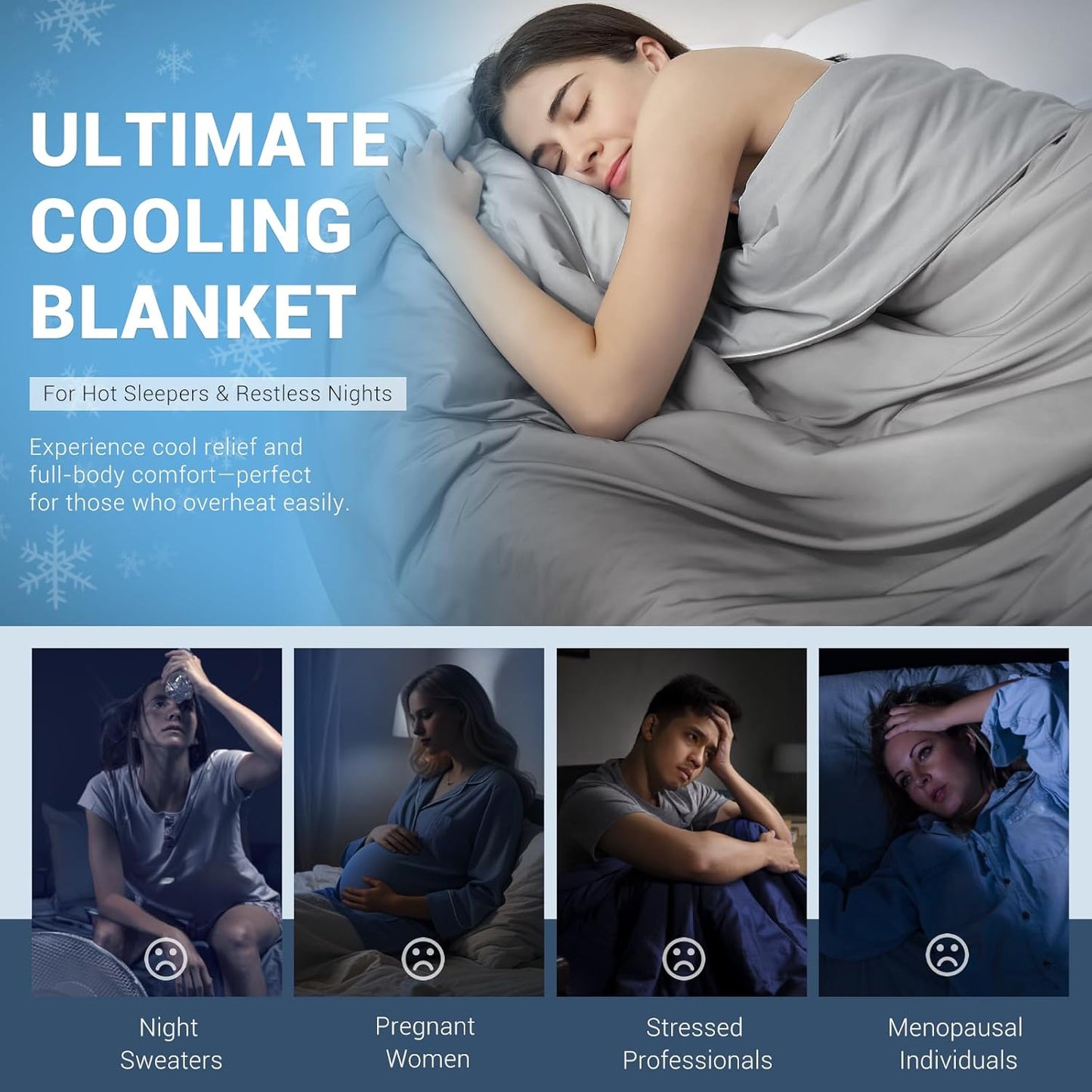 Elegear Cooling Comforter Queen Absorbs Body Heat to Keep Cool, Double-Sided Cooling Blanket for Hot Sleepers Arc-Chill Cool Fabric Q-Max>0.5, Lightweight Summer Comforter Cold Blanket, Gradient Gray