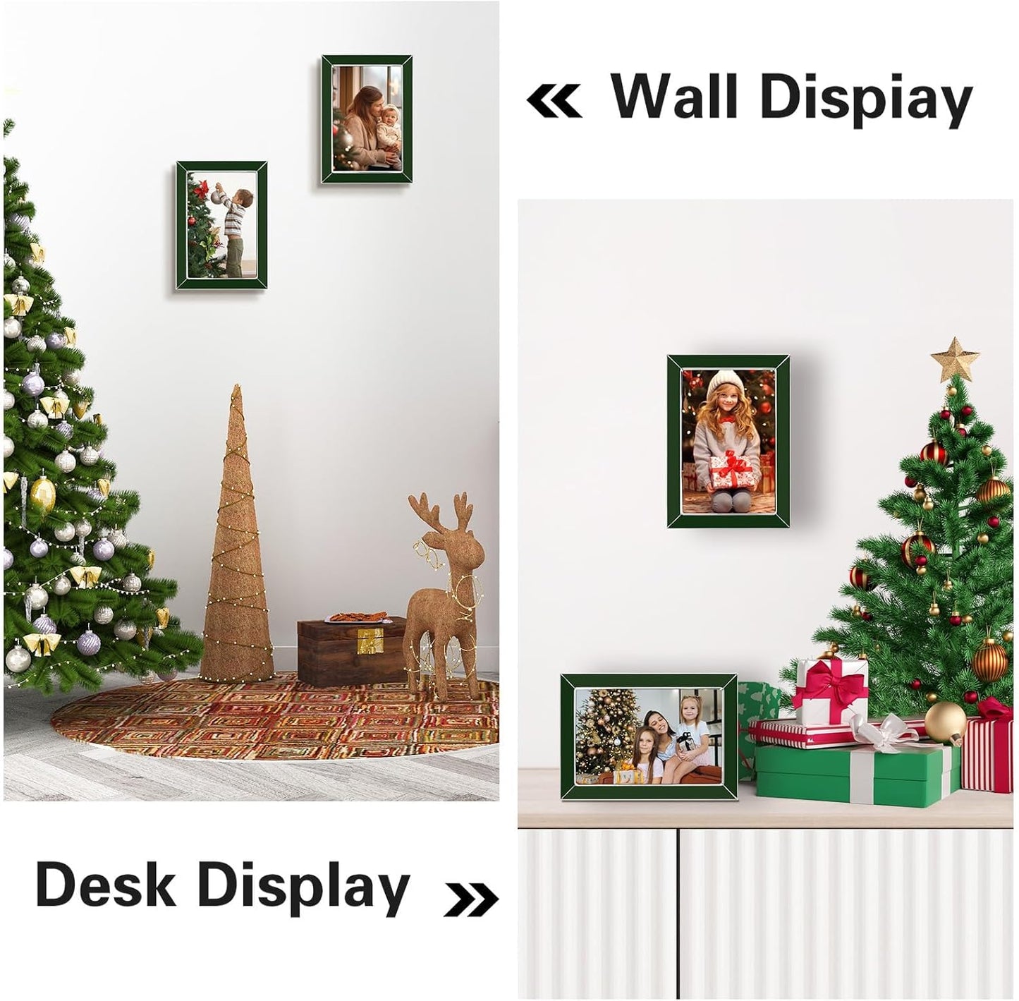 Frametory Enamel Picture Frame - 4x6 Silver Metal Edge Green Enamel Picture Frame With Easel and Velvet Back for Tabletop Display, Bookshelf, 4x6 Wall Decoration, Photo Frames, Picture Display-2 Set