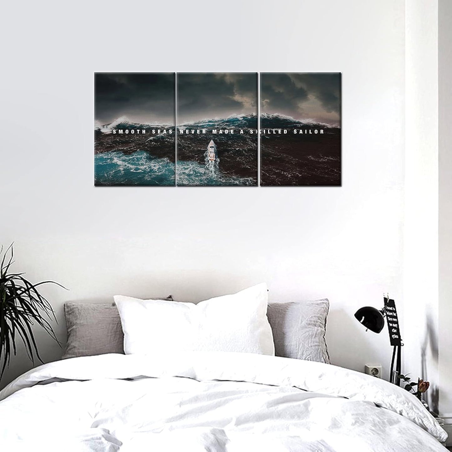 GoForArt Inspirational Canvas Wall Art, Famous Quote Prints Motivational Wall Decor, Boat Sea Poster for Office Living Room, Ocean Bedroom Dining Room Artwork Home Decoration 36x16in
