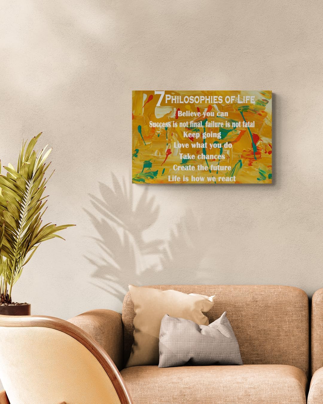 GoForArt 7 Philosophies Of Life Motivational Canvas Wall Art, Famous Quote Inspirational Prints Wall Decor, Poster for Office Living Room, Bedroom Dining Room Artwork Home Decoration 12x18in