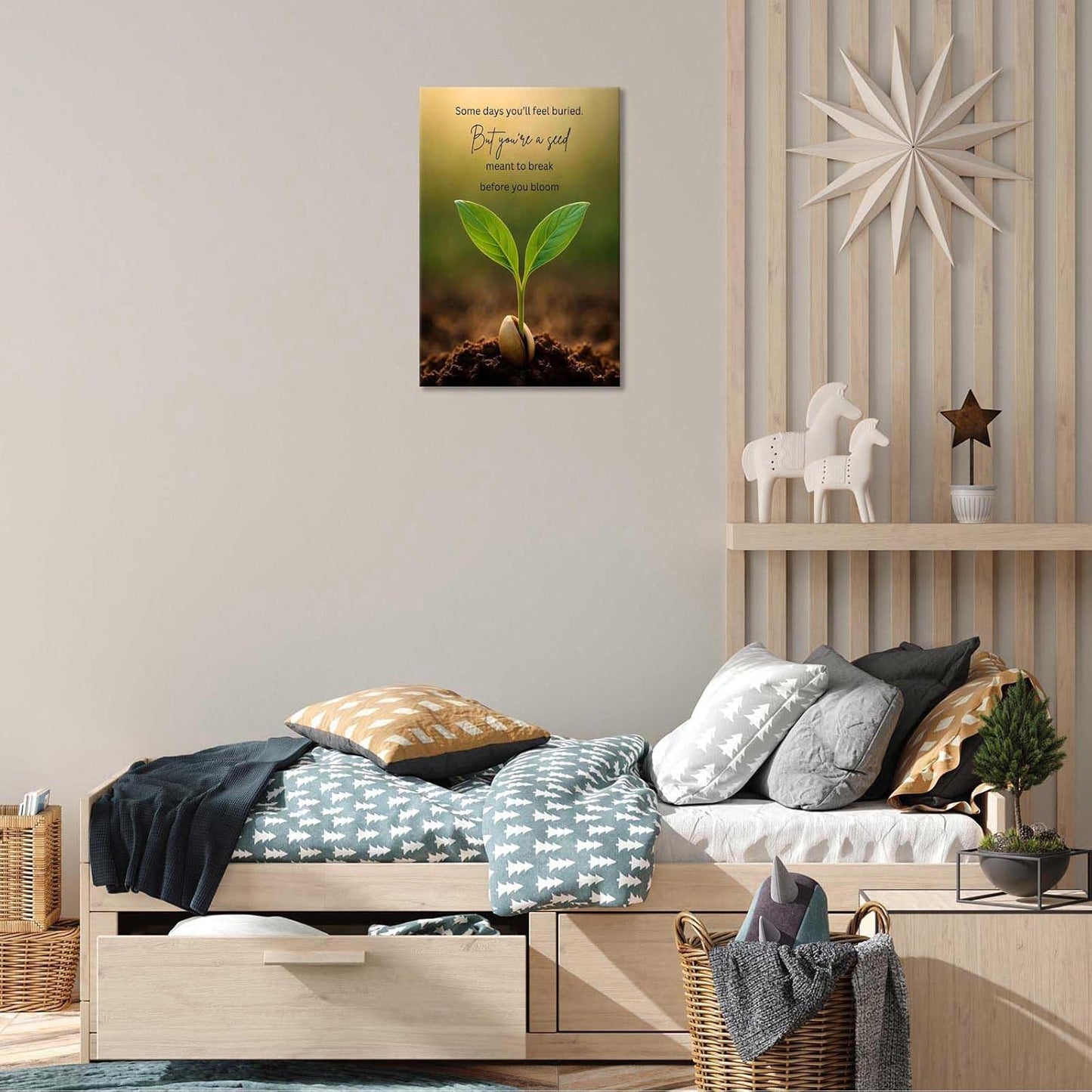 Inspirational Mental Health Poster Growth Mindset Wall Art Inspirational Text Seeds Prints Painting For School Office Wall Decor 24x36in Framed