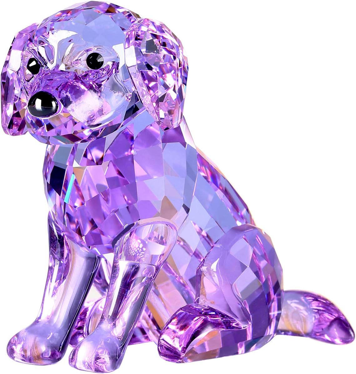 Crystal Labrador Dog Puppy Figurine Animals Lovely Craft Home Decor Ornaments Collectible Birthday Gifts (Purple)