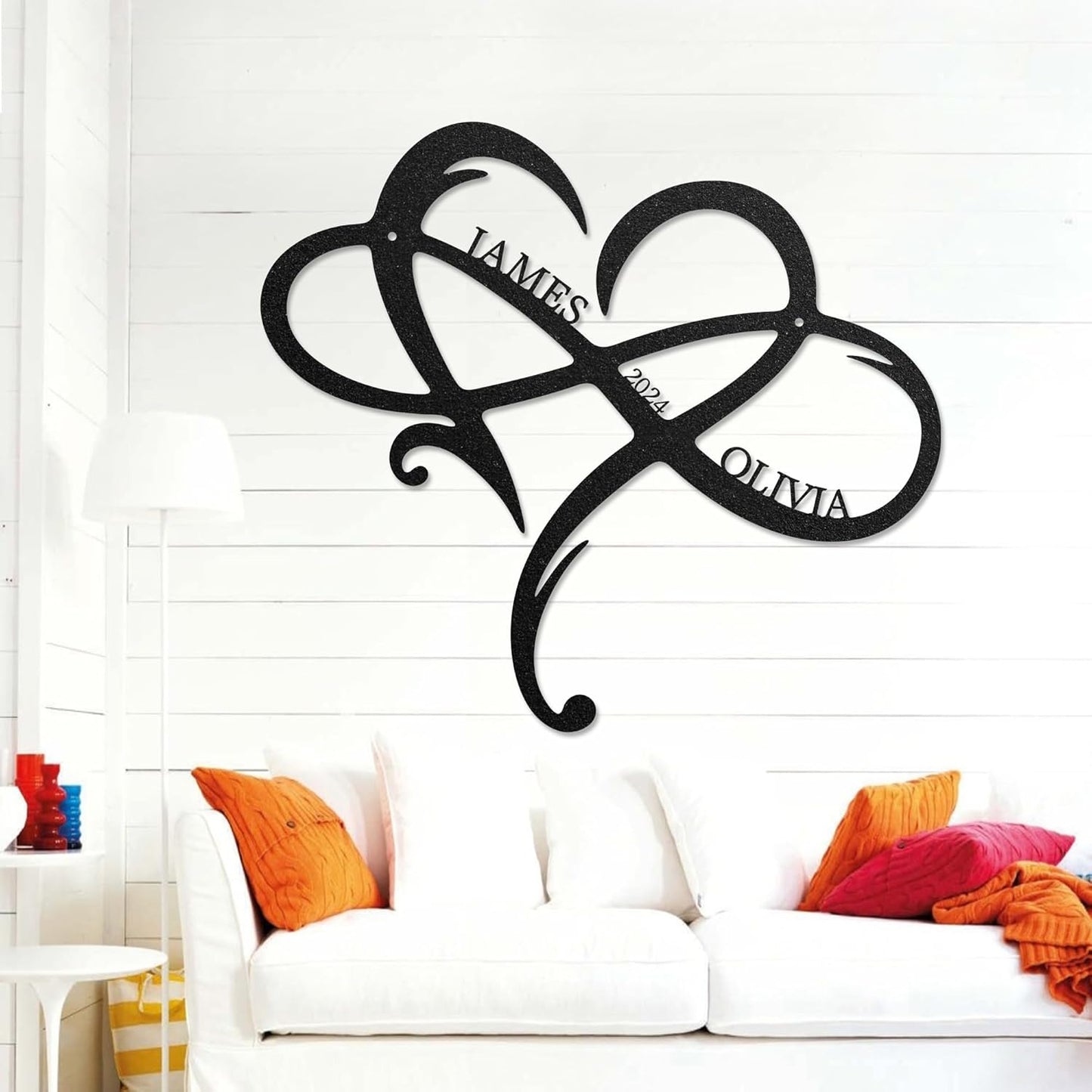 LULLBABYMALL Personalized Love Metal Sign - Customized Names and Date Wall Art, Infinity Metal Signs for New Home, Wedding, Couple, Christmas