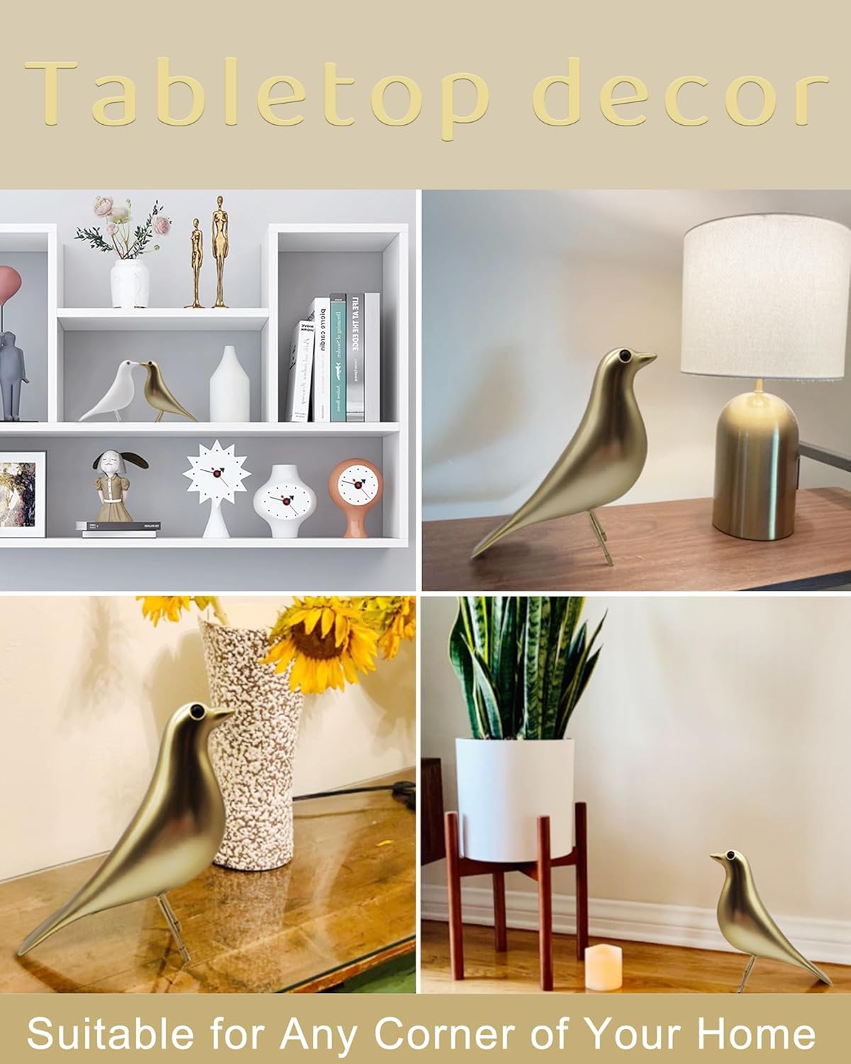 Mid Century Modern Bird Figurines - Decorative Sculptures for Living Room, Shelf, Mantle, TV Stand, Tabletop, Nightstand, Office, Kitchen - Unique Home Decor & Gifts for Bird Lovers