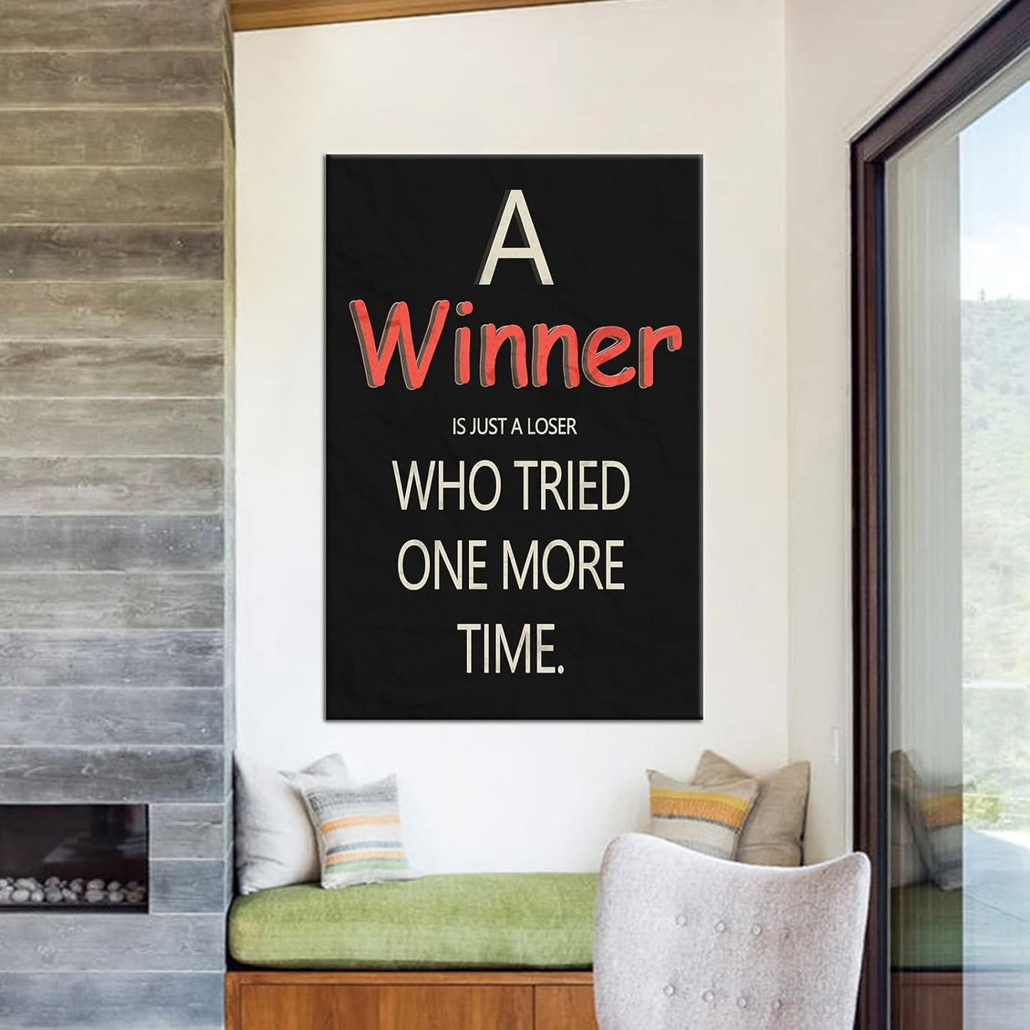 Inspirational Poster Wall Art Office Decor Winner Motivational Quotes Print on Canvas Positive Energy Picture Painting Artwork for Modern Home Living Room Workplace Gym Ready to Hang [24''Wx36''H]