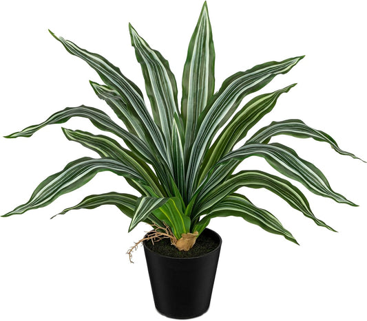 DILATATA Artificial Dracaena Plant in Black Pot 18.5 Inch Faux Potted Dracaena Silk Plant Fake Yucca Tree Tropical Plant for Home Office Living Room Indoor Outdoor Decor