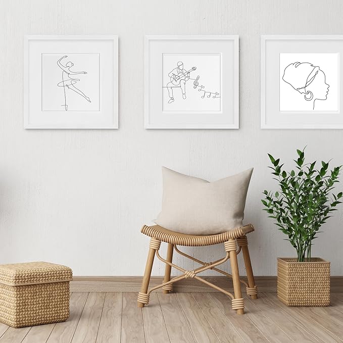 12x12 White Oak Wood Picture Frame - Minimalist 12x12 Poster Frame, 12"x12" Picture Frame Wood, Natural Solid Wooden Picture Frames for Wall Art Photo and Prints (1 Pack, White)