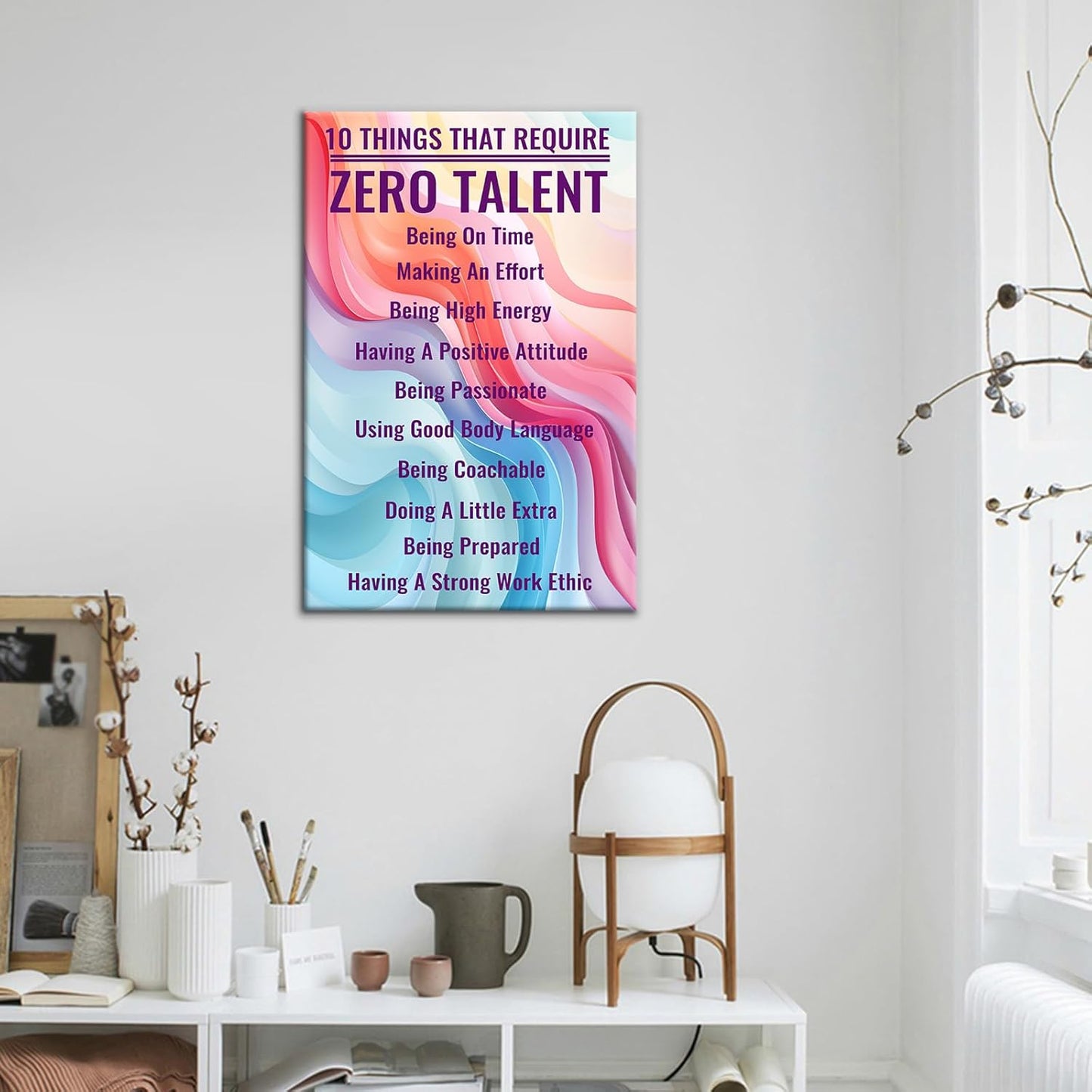 Inspirational Canvas Wall Art Motivational Entrepreneur Quotes 10 Things that Require Zero Talent Poster Print Positive Artwork for Home Bathroom Office Picture Decoration Ready to Hang [12''Wx18''H]