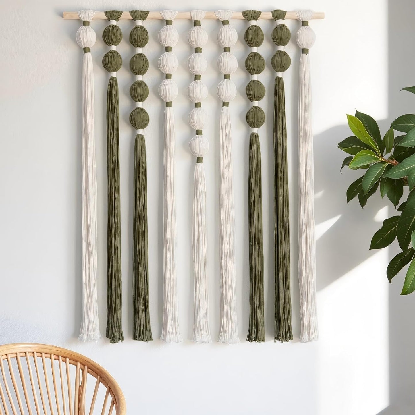 HYVAKUPPA Macrame Wall Hanging Large Boho Woven Tapestry Wall Decor Yarn Art Bohemian Handwoven Sphericity Cotton Textile Tapestry for Living Room Bedroom