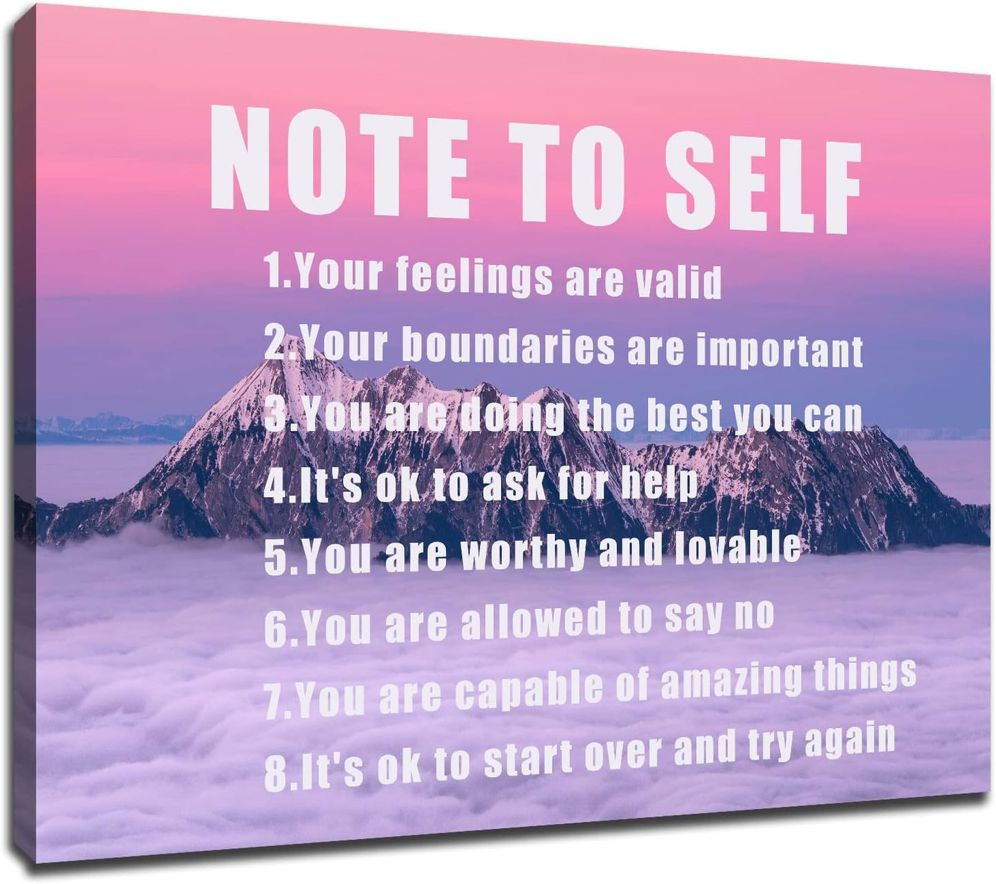 Inspirational Canvas Painting Note to Self Motivational Wall Art Entrepreneur Quotes Poster Prints Wall Pictures for Living Room Home Decor Office Canvas Framed Ready to Hang [18''Wx 24''H]