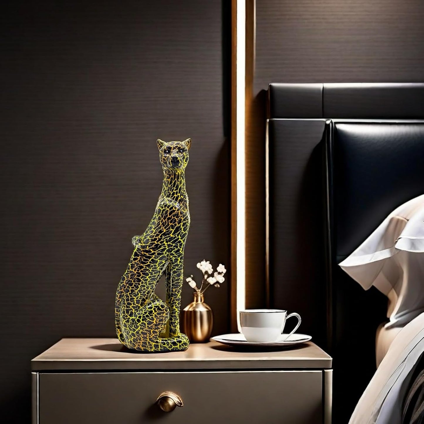 Colorful Leopard Statue Art Figurine Sculpture Collectible Gifts for Leopard Lover Office Home Decor Desk Accessories Decoration Garden Figurines Outdoor Decor (Color I)