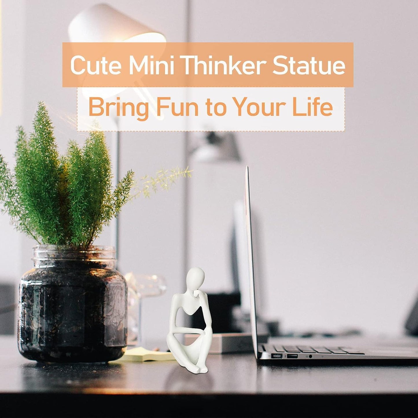 Creative Resin Thinker Minimal Abstract Art Sculpture Statue Figurines Home Office Bookshelf Desktop Decor (White, Right, Small)