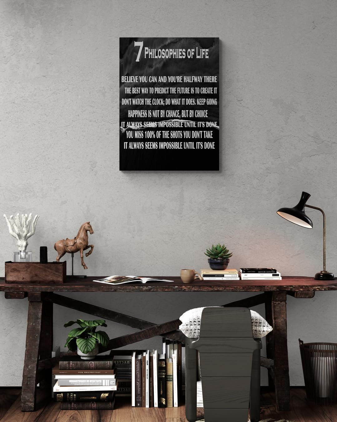 GoForArt Motivational Canvas Wall Art, Famous Quote Inspirational Prints Wall Decor, 7 Rules Of Life Art Print for Office Living Room, Black Positive Poster Bedroom Dining Room Artwork Home Decoration