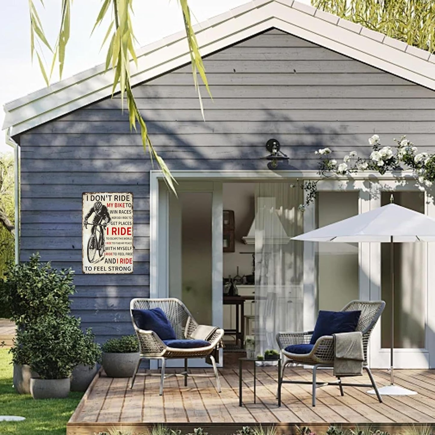 Bicycle I Don't Ride My Bike To Win Races Vintage Metal Sign Mountain Bikers Tin Sign for Home Garage Men Cave Outdoor Yard 12×8 Inch